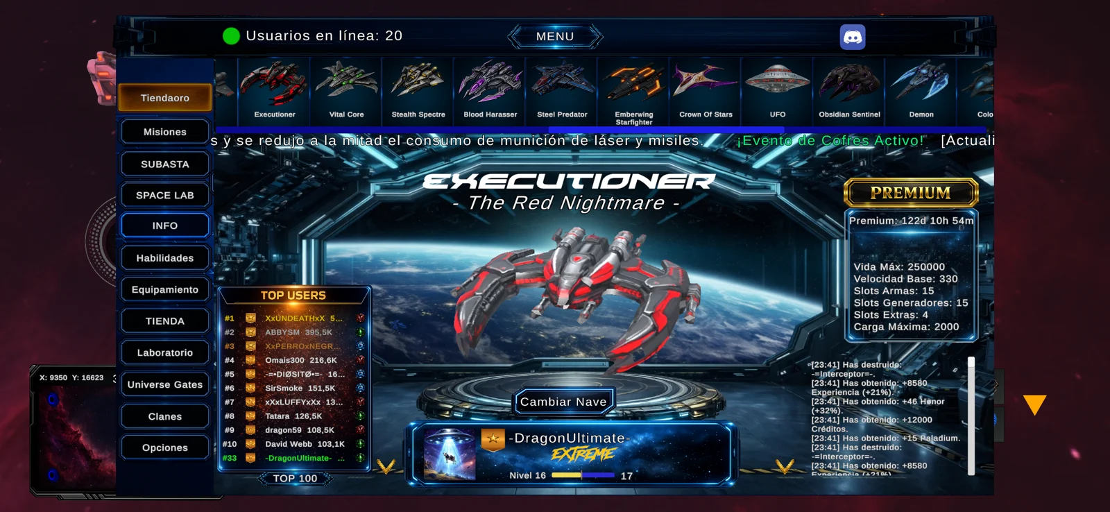 Nave Executioner en el hangar