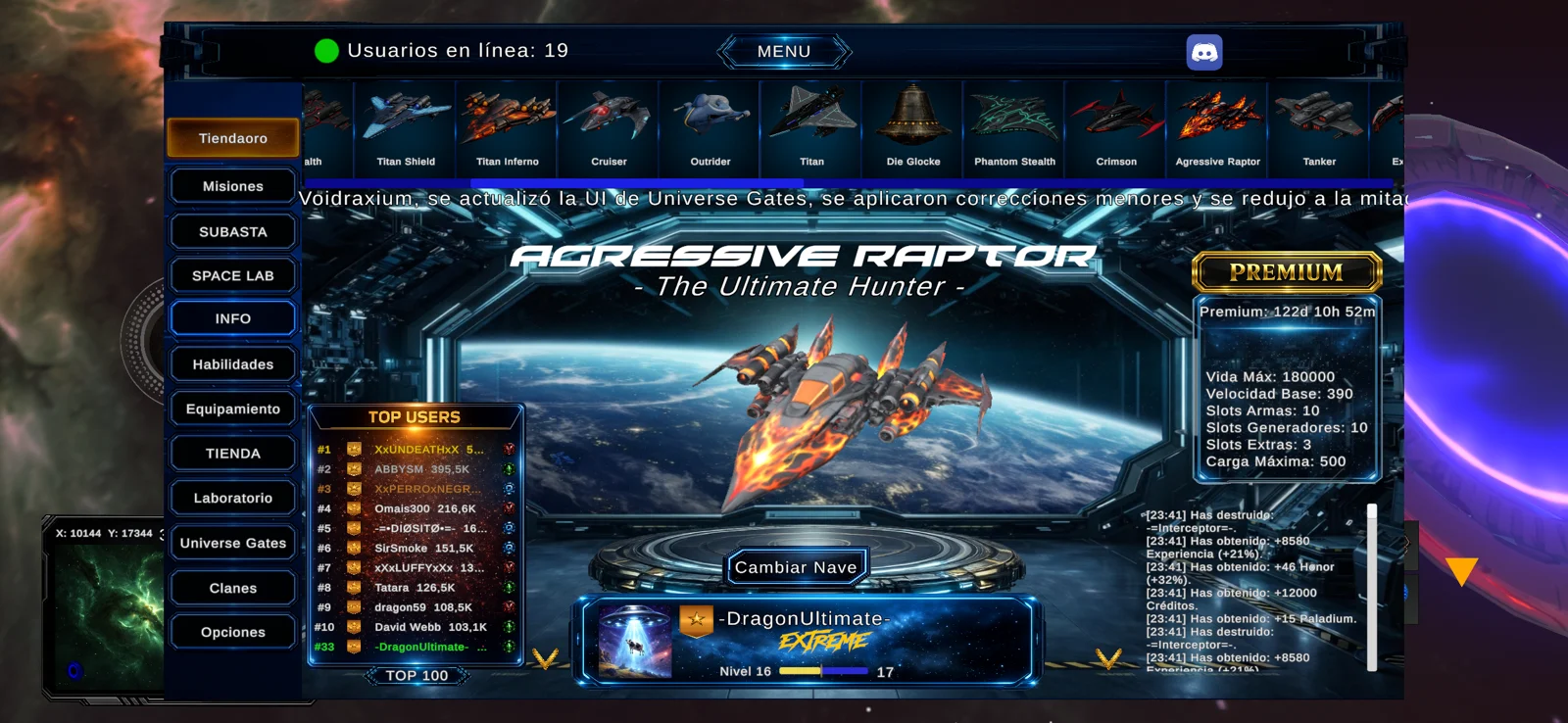 Aggressive Raptor en una captura del hangar