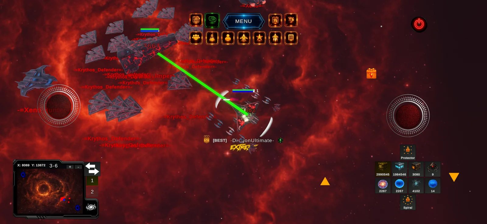 Captura oficial del mapa 3-6 con minimapa y enemigos alienígenas
